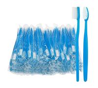Blue Handle Toothbrushes Individually Wrapped, Multipack Disposable Toothbrushes for Hotel, Travel (100)