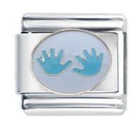 Blue Handprints Italian Charm Fits all 9mm Italian Style Charm Bracelets
