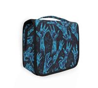 Blue Hands Reaching Out Toiletry Bag for Women with Hanging Hook Multifunctional Shaving kit Bags for Men Backpacking