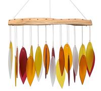 Blue Handworks Desert Sands Glass Chime, Sandblasted Glass and Found Wood Handcrafted Wind Chime