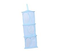 Blue Hanging Mesh Storage Organizer, 3 Compartments for Kids Room | Mesh and Zinc-Coated Wire Construction, Reinforced Design, Easy-Opening Hanging Piece, Organises Small Accessories
