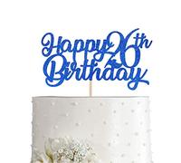 Blue Happy 26th Birthday Cake Topper, Royal Blue Glitter Cheers To 26 Years Party Cake Decorations, Supply