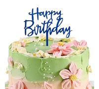 Blue Happy Birthday Cake Topper - Acrylic WordArt Design for Cakes and Cupcakes, Suitable for Birthday Party Decoration
