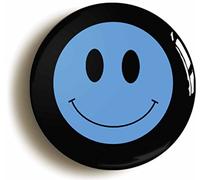 Blue Happy Smiling Button Badge (2inch / 50mm diameter)