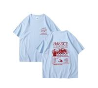 Blue Harry 1D Direction Styles Harry's One House Red Menu Tracklist Tee Top Tshirt Mens Womens Unisex Ladies Gift XS S M L XL XXL 6 8 10 12 14 16 18 Short Sleeved Harajuku Kpop Basic Cotton T-Shirt