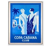 Blue Havana Nights Canvas Print Retro Fashion Decor by Art Remedy, White Frame, 24 x 30