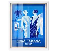 Blue Havana Nights Shadowbox Print Retro Fashion Decor by Art Remedy, White Frame, 24 x 30