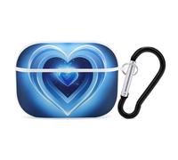 Blue Heart AirPods Pro 2 Case Cover, Shockproof Hard Shell Protective Case for Women Men, Compatible with Airpod Pro Case 2nd/1st Generation with Keychain-White