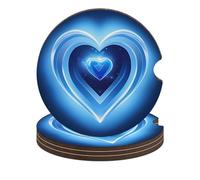Blue Heart Car Coasters for Cup Holder Wood Absorbent Cup Coaster 2.6 Inch Universal Non Slip Cork Base Drink Coaster Auto Interior Accessories for Women Men 4PCS