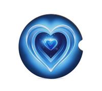 Blue Heart Car Coasters for Cup Holder Wood Absorbent Cup Coaster 2.6 Inch Universal Non Slip Cork Base Drink Coaster Auto Interior Accessories for Women Men 1PCS
