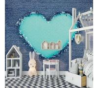 Blue Heart Cowboy Creative Art 3D Wallpaper Luxury Home Dining Decor Paste Sofa Living Room The Wall for Bedroom Mural-200cm×140cm