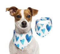 Blue Heart Elegant Romantic Unique,Dog Bandanas Cotton Pet Scarf Adjustable Bibs for Pet,M