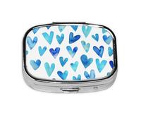 Blue Heart Elegant Romantic Unique,Meta Pill Box 2 Compartment Medicine Case,Portable Organizer,Rectangle Meta Portable Organizer Pill Box 786 Compartment Medicine Case