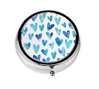 Blue Heart Elegant Romantic UniqueMeta Pill Box 3 Compartment Medicine Case,Portable Organizer
