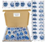 Blue Heart Lollipop Box With 30 Blue Raspberry Heart Lollipops | Fun & Unique Valentines Day Sweet Gift for Him Or Her