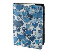 Blue Heart Pattern02 Print 5.5 Inch Passport For Men And Women Lightweight Stylish Travel Document Wallet, Black, One Size