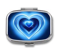 Blue Heart Pill Box Pill Case Cute Pill Organizer Pill Holder Medicine Pill Organizer Pill Container Daily Pill Organizer Small Pill Box Pill Case for Purse Pocket