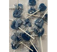 Blue HEART raspberry lollipops x 25