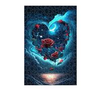 Blue Heart Roses Puzzle 100 Pieces, Fun Challenging Puzzle Games, Difficult Jigsaw Puzzles for Adults 100 Pieces