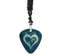 Blue Heart Shape Guitar Pick Necklace Exquisite Cool Pendant Necklaces Titanium Steel Personalized Necklaces Fashion Guitar Pick Holder Necklace Unisex Unique Gifts