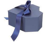 Blue Heart Shaped Gift Box with Double Door Design for Romance | Fine Finished Paper, Smooth Rounded Edges, Reinforced Thickness, Elegant Style, Polyester Ribbon Detail