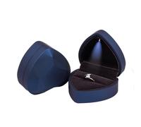 (blue) Heart Shaped Led Light Jewelry Gift Ring Package Decoration Box