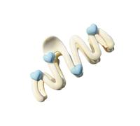 Blue Heart Waved Shaped Hair Claw Cream Color Clip For Women Sweet Cartoon Irregular Hairpin Unique Hair Decoration
