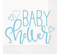 Blue Hearts Baby Shower Luncheon Napkins (16cm) - Charming Design & Extra Absorbent - Ideal for Celebration - 16ct