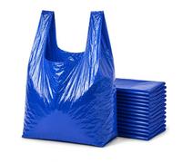 Blue Heavy Duty Plastic Carrier Bags Pack of 200 - Size Extra Large 13x19x23 - Strong Vest Handle Shopping Bags | Multipurpose Retail, Grocery & Takeaway Packaging | Eco-Friendly 100% Recycled
