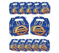 Blue Hedgehog Party Gift Boxes, 12 Pack Blue with Golden Ring Print Gable Goodie Candy Treat Boxes with Handles, Cartoon Game Birthday Party Decorations Supplies