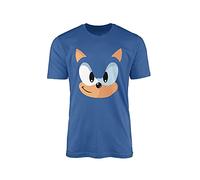 Blue Hedgehog T-Shirt - Face Video Game Parody Vintage Inspired Graphic Cartoon 100% Combed Cotton High-Density Extreme Comfort (Royal Blue Prime, Large)