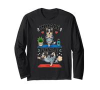 Blue Heeler Doing Yoga Inhale - exale DIGOR Funny Long Sleeve T-Shirt