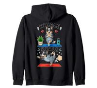 Blue Heeler doing yoga inhale - exale DIGOR funny Zip Hoodie