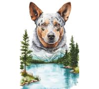 Blue Heeler Notebook for Dog Lovers - 6 x 9 College Ruled Lined Notebook, Paperback Matte Cover, Australian Cattle Dog with Mountain Lake Scenery, Journal for Writing, Notes and Planning