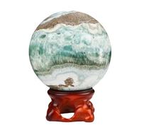 Blue Hemimorphite Stone Crystal Ball Ornament with Stand, Pattern Sphere for, Home & Office Feng Shui Decor,70~80mm