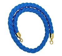 Blue Hemp Rope Barrier with Hooks 3.4m (11.15ft) Crowd Control Rope for Queue Management Event Stanchions Film Sets Front Lobbies and Stylish Solution