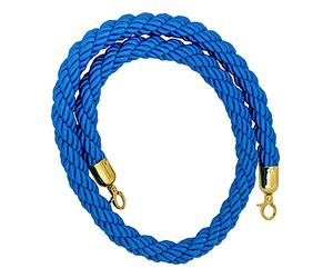 Blue Hemp Rope Barrier with Hooks2.6m/8.5ft Crowd Control Rope for Queue Management Event Spaces Film Sets Front Lobbies and Stylish Design