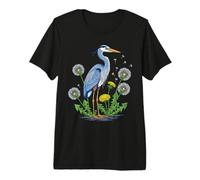 Blue Heron and Dandelion Birdwatching Art Premium T-Shirt