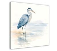 Blue Heron Minimalist Coastal Birds Watercolor Painting Canvas Poster Wall Art Decor Print Picture Paintings for Living Room Bedroom Decoration 16x16inch(40x40cm)