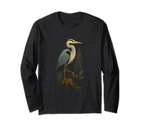Blue Heron Standing Wetland Birder Long Sleeve T-Shirt
