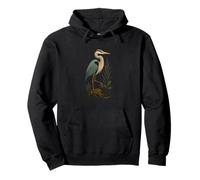 Blue Heron Standing Wetland Birder Pullover Hoodie