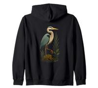 Blue Heron Standing Wetland Birder Zip Hoodie