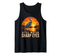 Blue Heron Still Water Sharp Eyes Sunset Wildlife Tank Top
