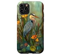Blue Heron Wildflower Plant Pattern Sage Green Celestial Case for iPhone 11 Pro