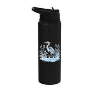 Blue Heron Winter Wetlands Bird Watcher Stainless Steel Insulated Water Bottle