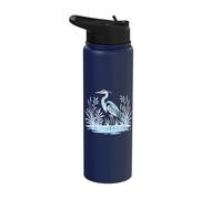 Blue Heron Winter Wetlands Bird Watcher Stainless Steel Insulated Water Bottle