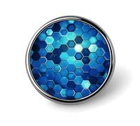 Blue Hexagon Button Pin Personalized Metal Lapel Pins Badges Classic Round Brooch Pin Novelty Unique Enamel Pins Cute Funny Pinback Button Badge for Jackets Backpacks Bags Coat