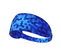 Blue Hexagon Pattern Printing Full-Print Elastic Exercise Headband, Adjustable Fit Great For Yoga,Hikingâ€‹ Exercise Headband