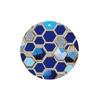 Blue Hexagons And Diamond Hanging Air Freshener Set, Round Lavender Fragrance Cards For Auto Interior, 10/24 Cards Pack