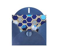 Blue Hexagons and Diamond Print Blank Cards and Envelopes 5" x 6" for Wedding Birthday Invitations and All Occasions